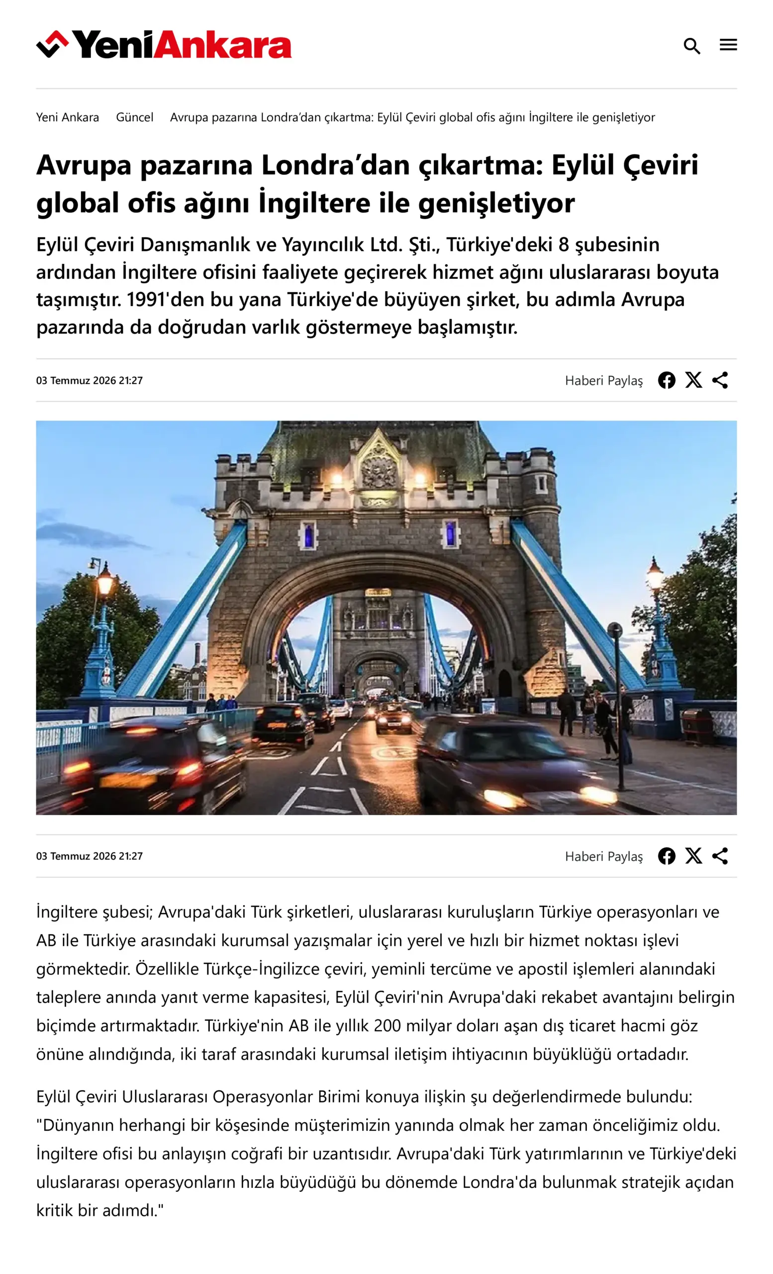 Avrupa pazarına Londra’dan çıkartma_ Çeviri Sepeti global ofis ağını İngiltere ile genişletiyor